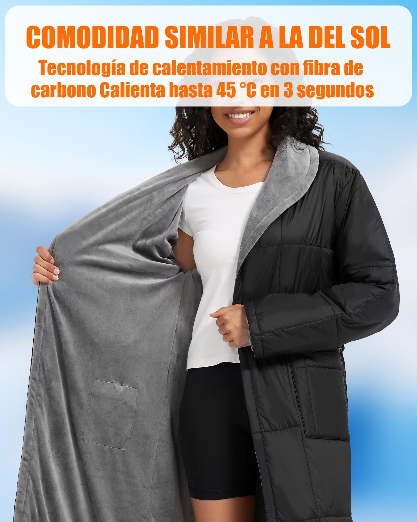 CYCYHEAT Manta Eléctrica con Mangas 20000mAh Batería 7.4V para Hombre y Mujer – Manta Eléctrica Portátil con Tecnología de Calefacción Mejorada para Casa