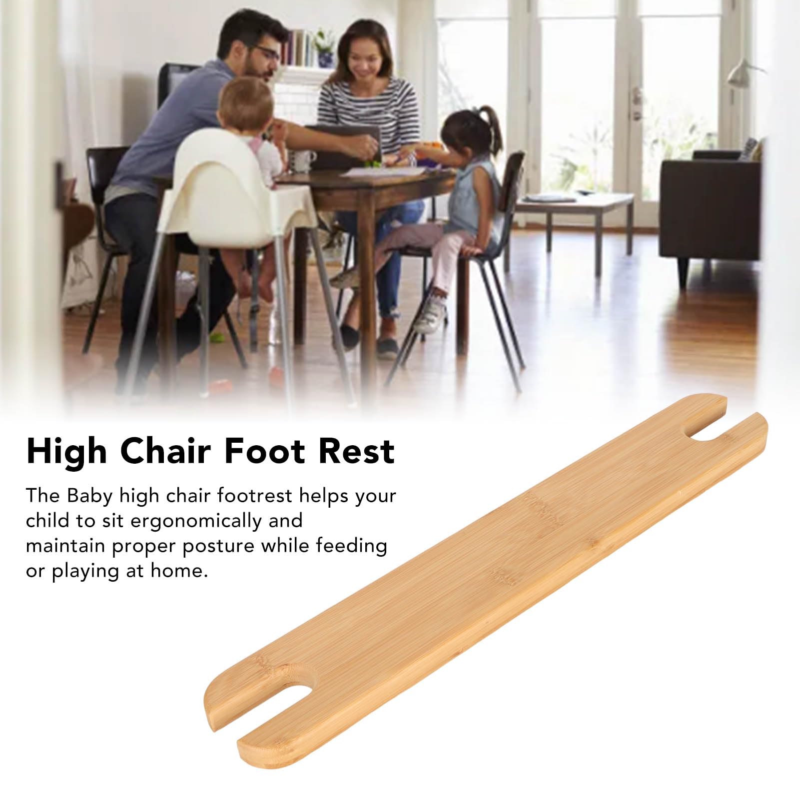 Reposapiés para silla alta, altura ajustable, evita resbalones, sillas altas para bebé, pedal, reposapiés de madera de bambú, accesorios para silla alta