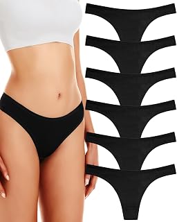 ANZERMIX Women's Breathable Cotton Thong Panties Pack of 6 - Amazon product rated Grade A