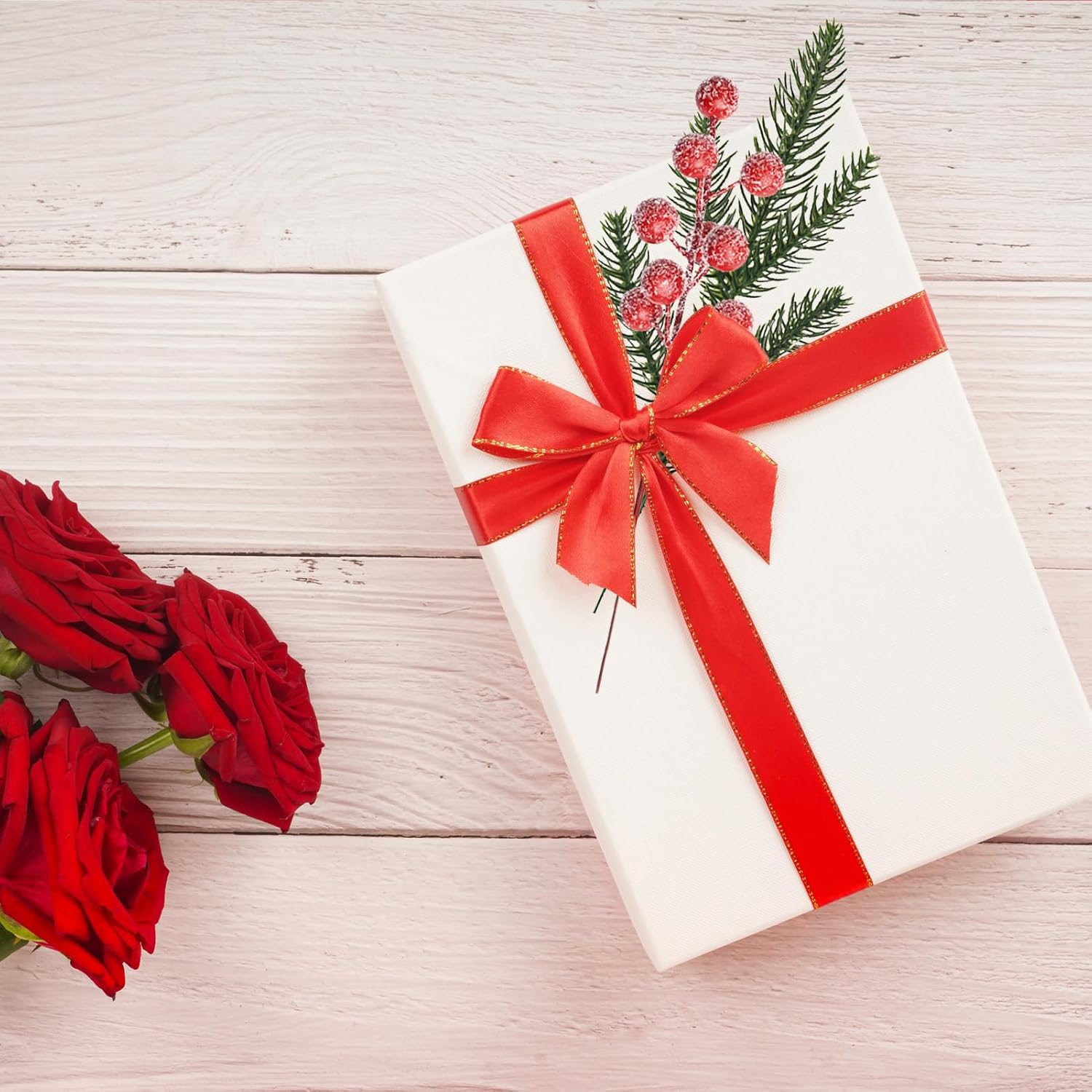 リース用クリスマスピック 70個 人工松の枝 レッドベリーの茎セット クリスマスツリーオーナメント クラフト ホリデー 装飾 自宅用