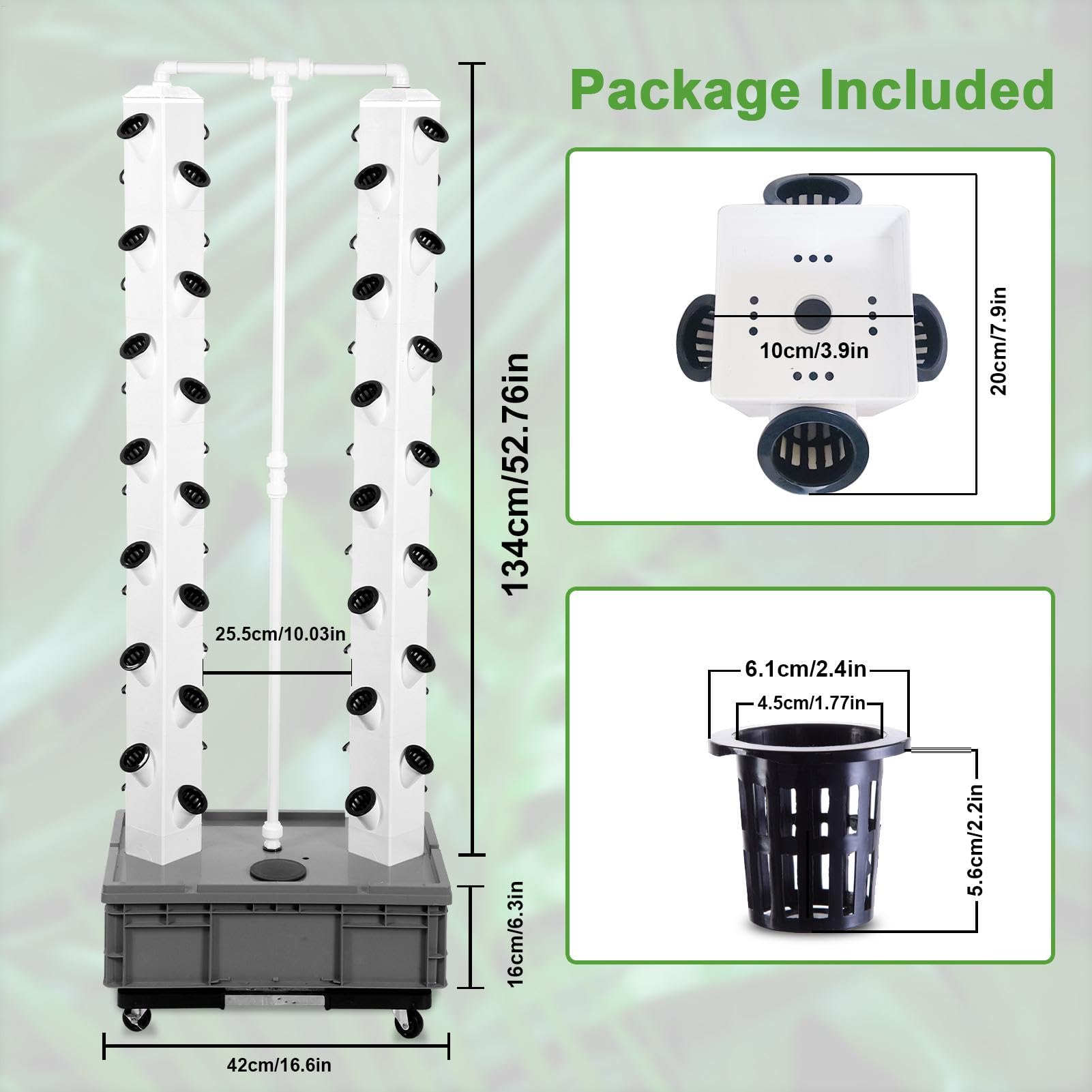 Kit de Culture hydroponique à Deux têtes, Tour de Culture hydroponique d'intérieur à 56 emplacements, Jardin Vertical avec Pompe à Eau, kit de Germination pour Plantes, légumes, FL