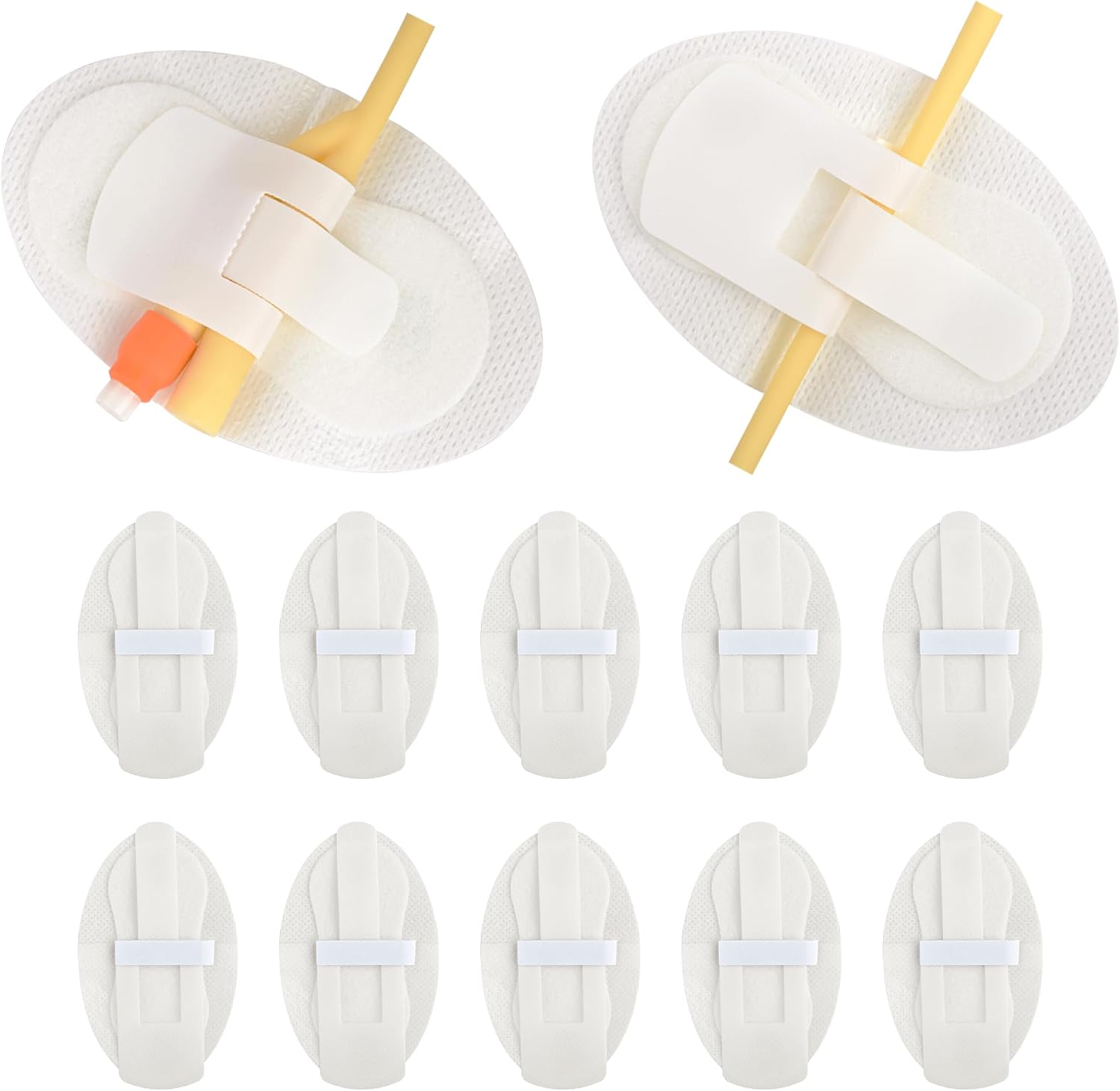 10Pcs Foley Catheter Stabilization Device, Urinary Leg Bag Catheter Tube Holder, Catheter Supplies for Single/Double/Feeding Tube, Adhesive Catheter Urinary Leg Bags Holder，White