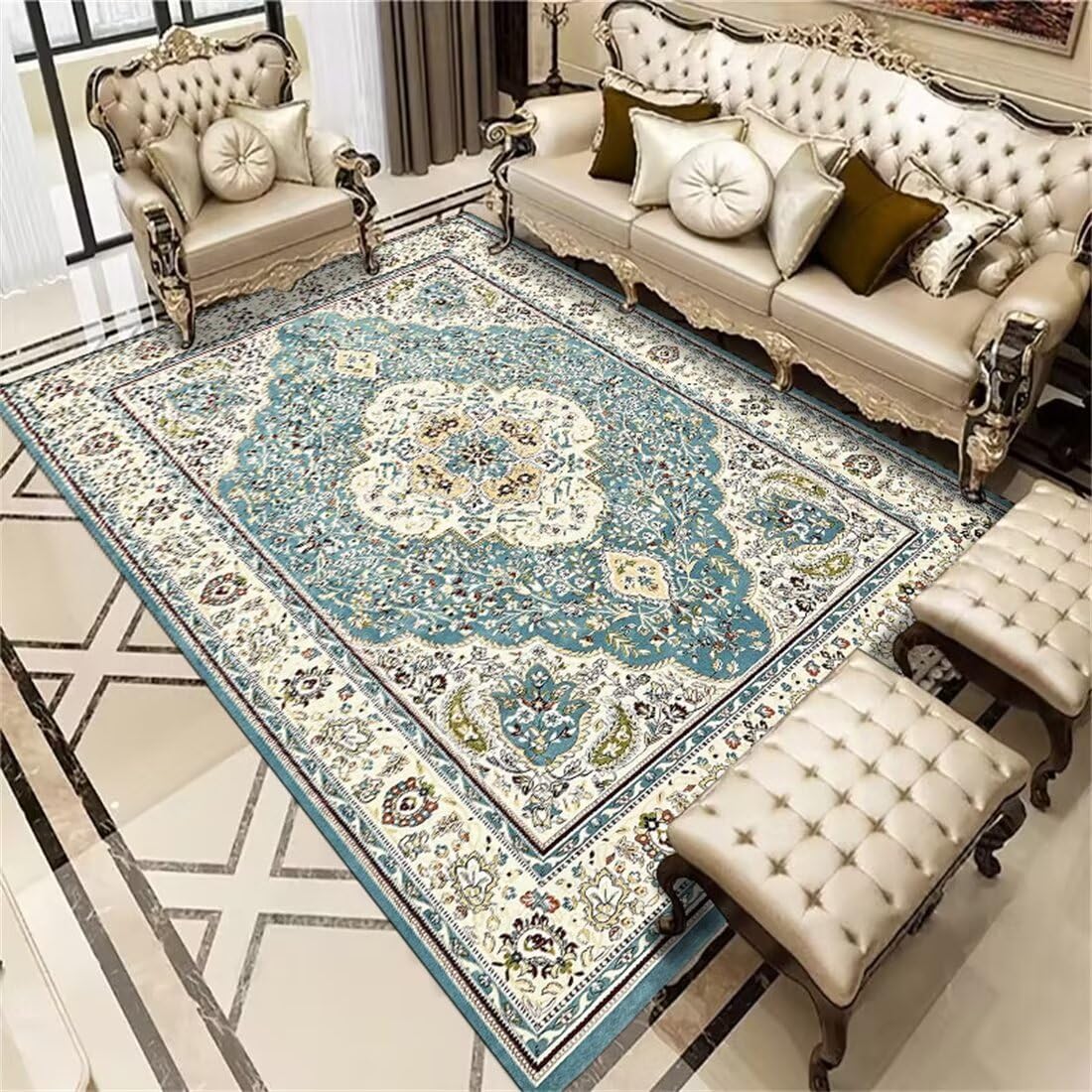 Tapis ado grand tapis de salon bleu pour créer un coin bureau moderne
