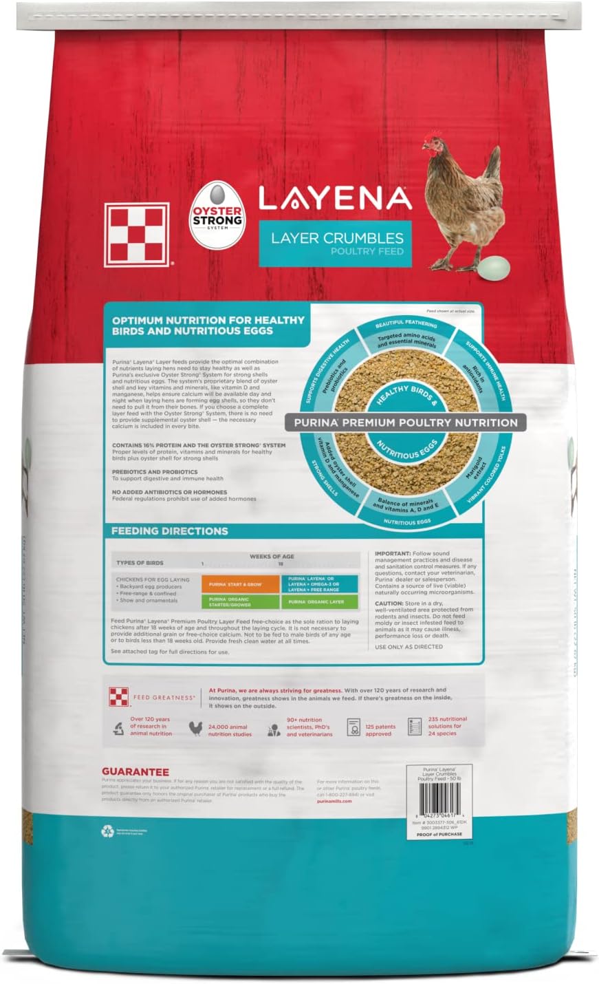 Purina Layena | Nutritionally Complete Layer Hen Feed Crumbles - Chicken Feed | 25 Pound (25 lb) Bag