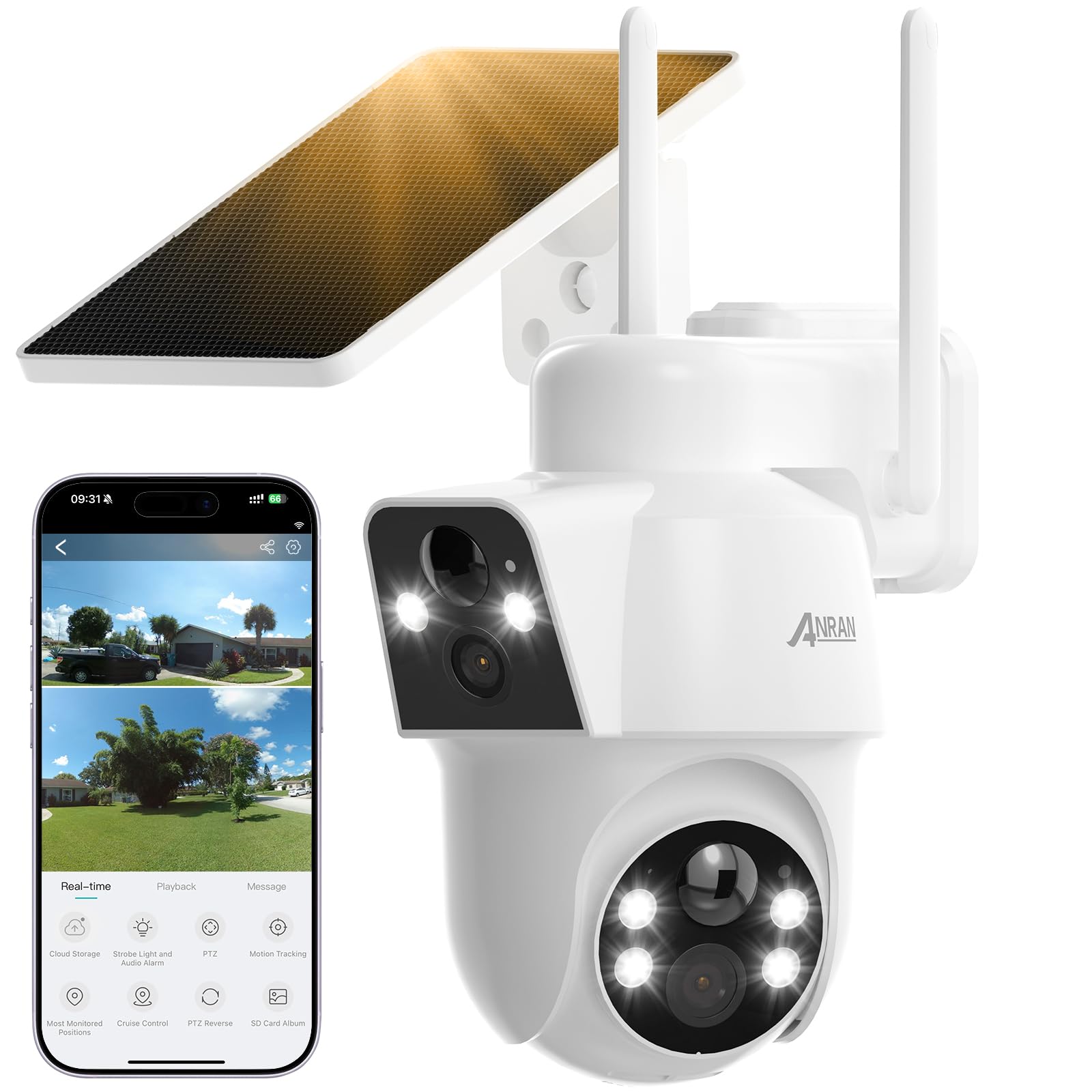 Amazon.com : ANRAN Dual-Lens Solar Security Camera, 3MP Wireless