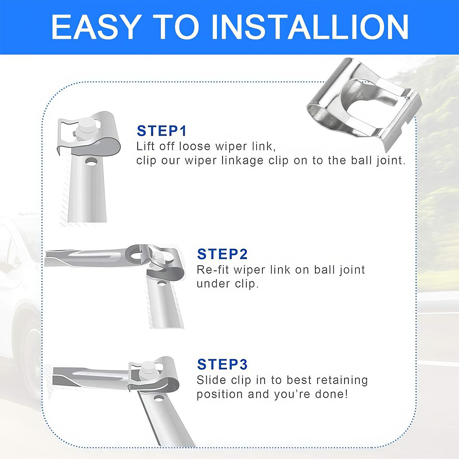 6 Pezzi Clip Tergicristallo Punto Clip di Ricambio per Giunto Motorino Tergicristalli kit Riparazione Tergicristallo Punto kit di Riparazione del Collegamento del Tergicristallo (Argento)