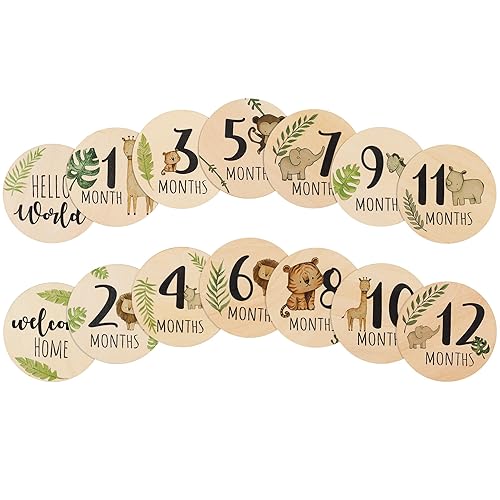 Hito mensual de madera para bebé, 7 tarjetas de hitos de bebé de doble cara, letrero de Hello World para recién nacido, marcadores de hitos de viaje disponible en Yaxa Colombia