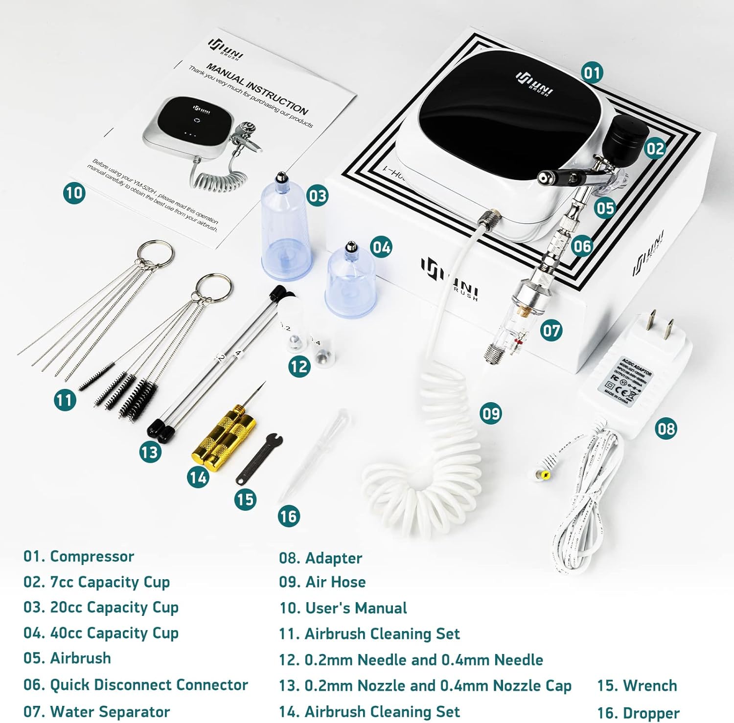 Unibrush Airbrush Kit 30PSI, Airbrush Set with Compressor, Mini Dual-Action Airbrush Compressure Kit for Makeup, Cake Decorating, Nail Art, Painting, Tattoo, DIY Modeling with Air Brush Set : Arts, Crafts & Sewing
