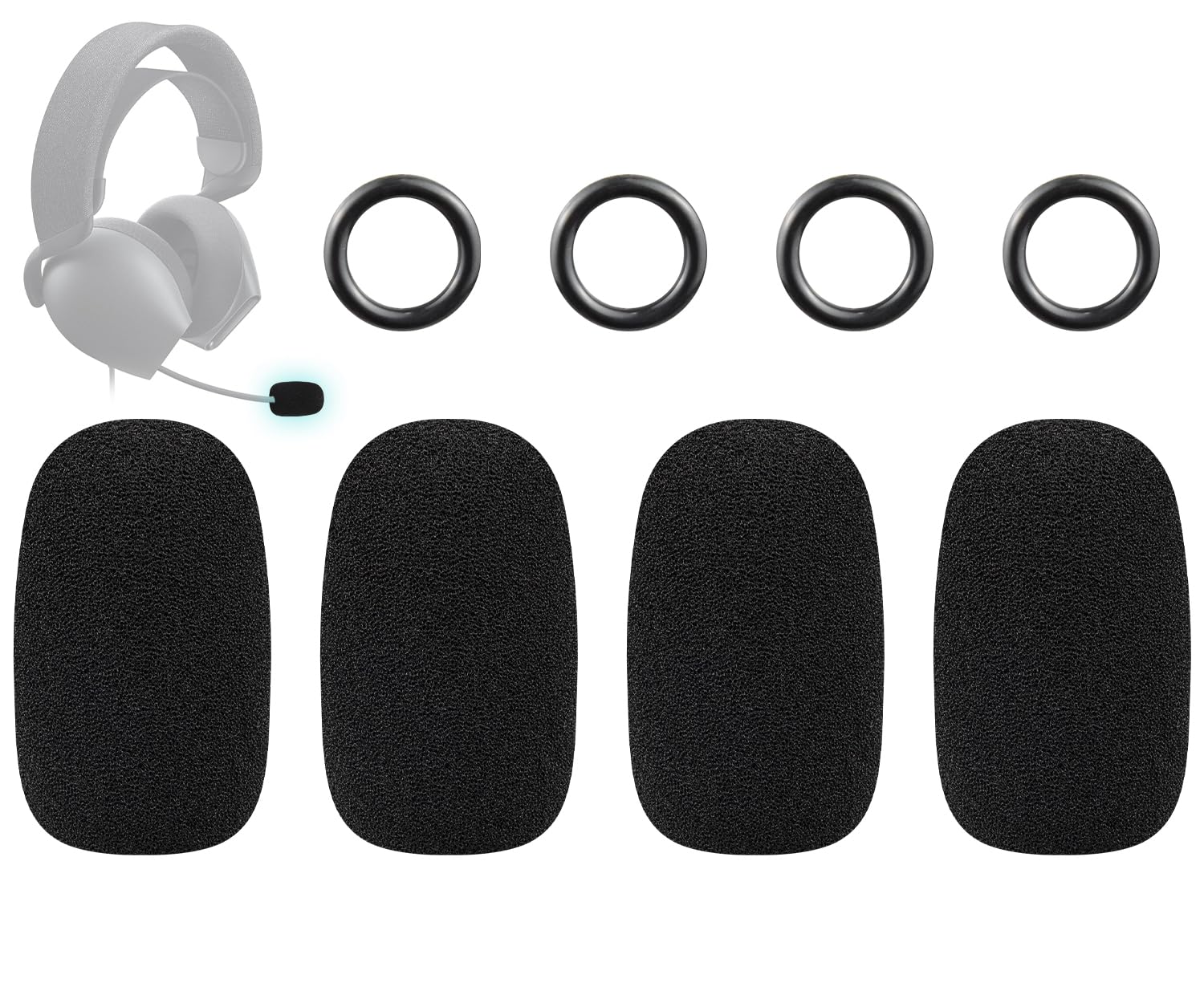 SOULWIT 4Pcs Protective Microphone Foam Cover Pop Filter for Alienware Pro/AW310H/AW510H/AW520H/AW720H/AW725H/AW920H/AW988 Headphones
