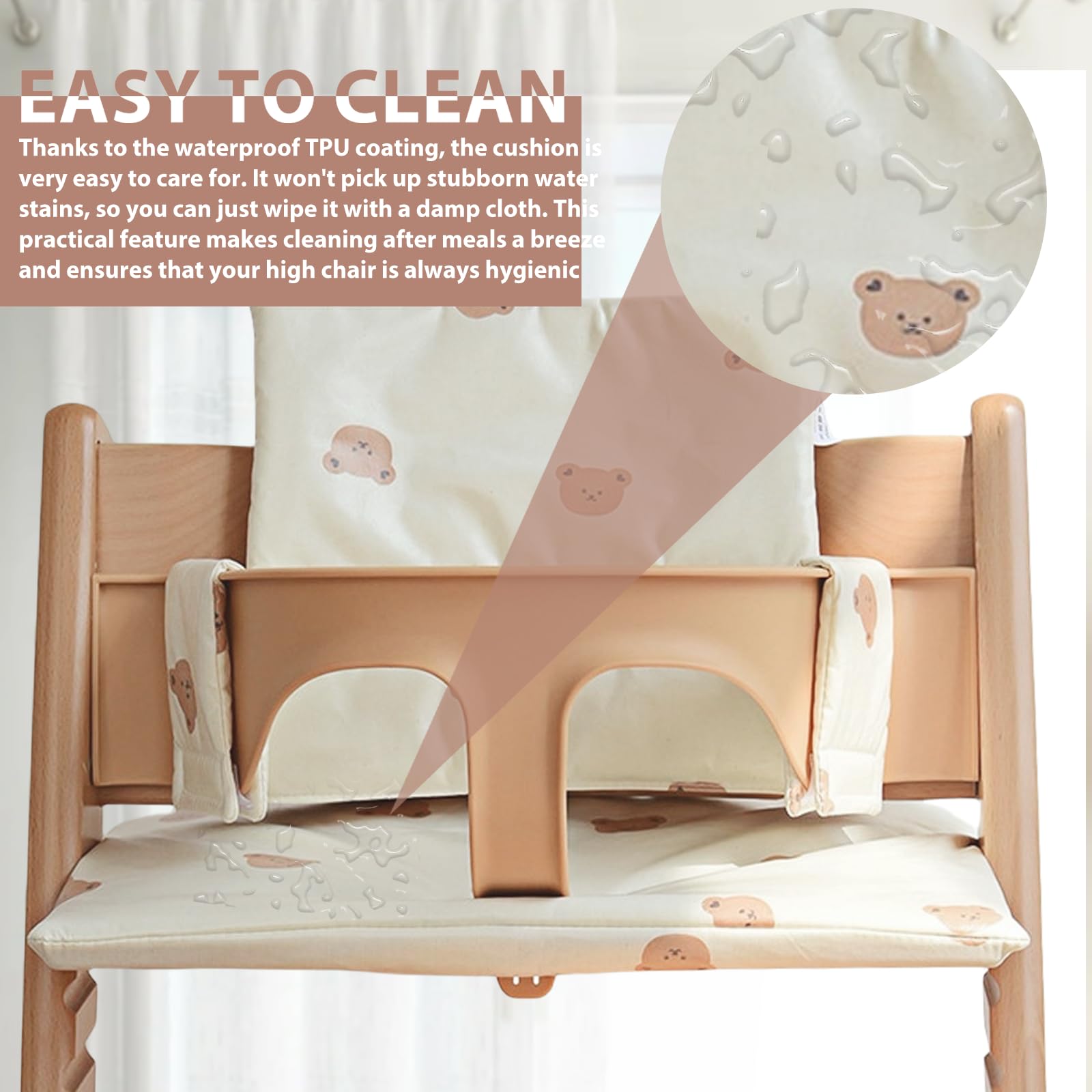 Cuscino per seggiolone Stokke Tripp Trapp: cuscino per seggiolone pappa impermeabile in 2 pezzi, cuscino per seggiolone morbido e rimovibile per neonati, facile da pulire, facile da attaccare