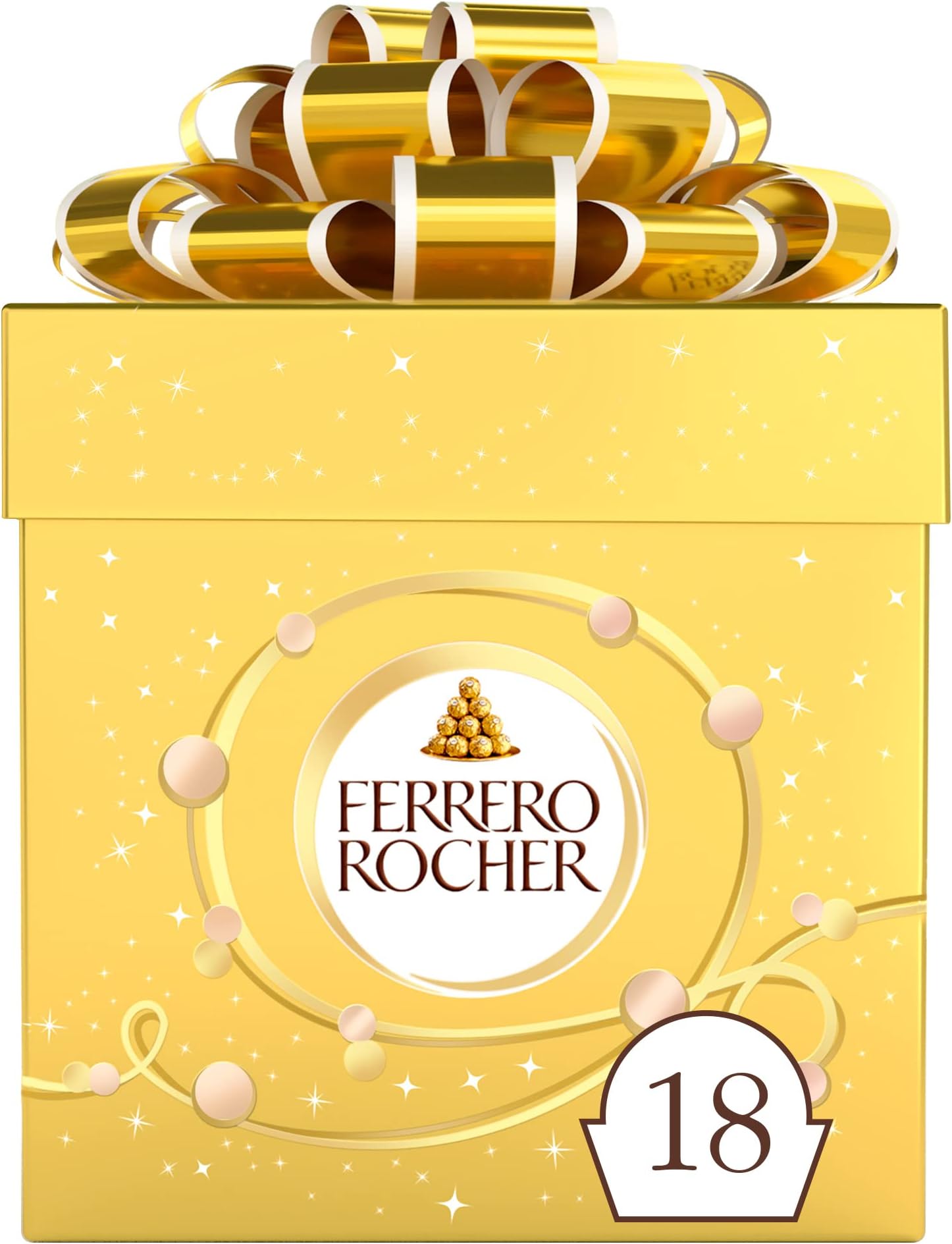 Ferrero Rocher Pralines; Chocolate Gift Box; Whole Hazelnut Covered in Milk Chocolate and Nut Croquante; Pack of 18 (225g)