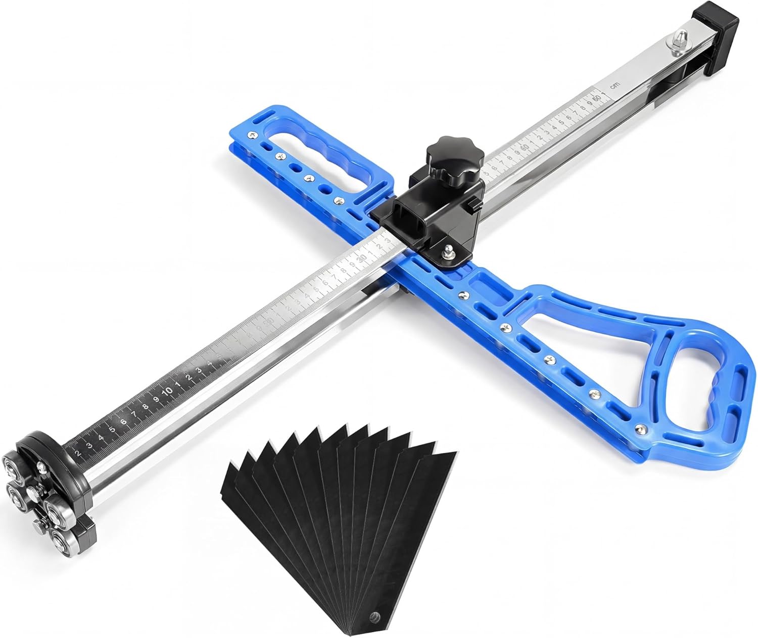 Foldable Drywall Cutting Tool, Adjustable Drywall Cutter Cutout Tool for Cutting Sheetrock Plasterboard, Gypsum Board, Cordless Drywall Cut-out Tool with 12pcs Blades