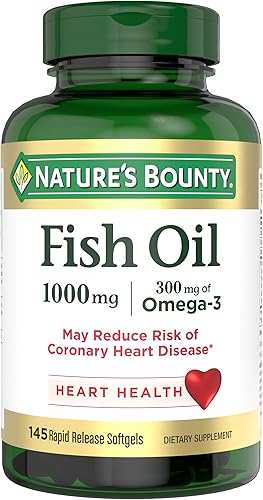 Natures Bounty Aceite de pescado apoya la salud del corazón 1000 mg cápsulas blandas de liberación rápida 145 unidades