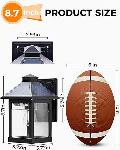 Miniatura 6 de LUHLEE Luces solares para porche al aire libre, 1 paquete de luces solares de pared con sensor de movimiento, luces de pared impermeables IP65 al