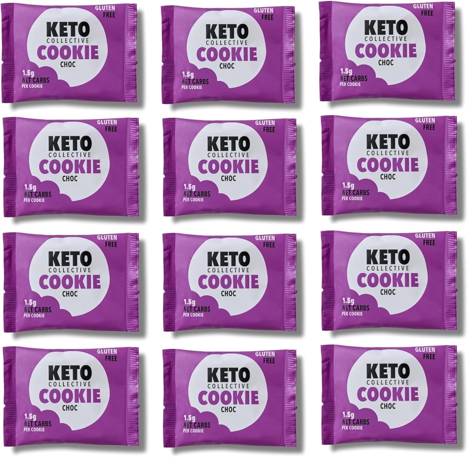 Keto Collective Keto Cookies I 1.5g Net Carbs I 30g x 12 I Keto Snacks I Low Sugar I Made with Real Butter I High Fibre I Low Carb Snacks, Gluten Free Biscuits (Choc)