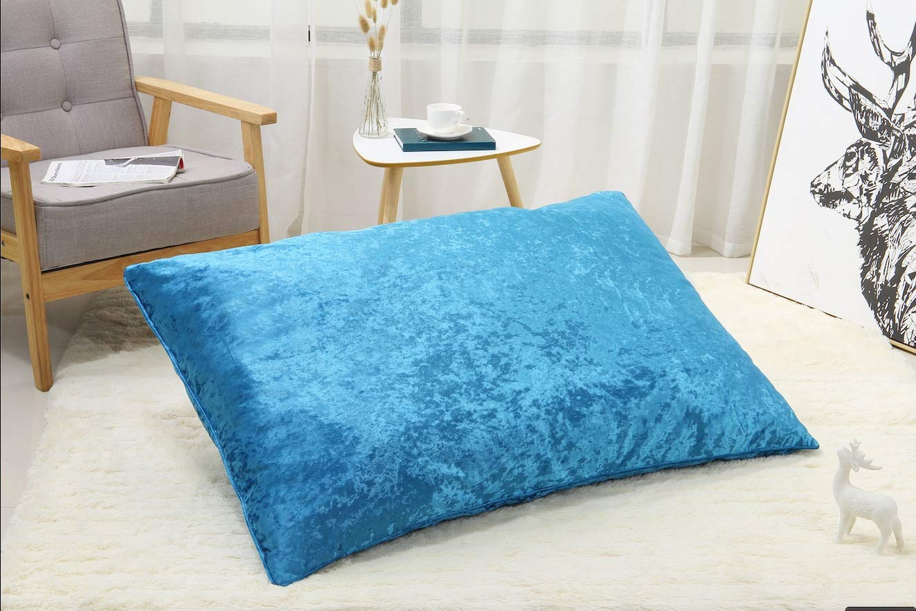 EHD New Crushed Velvet Cushion Covers Super Soft Luxury Style Decor Plush Cushion Covers Teal, 24"x24" (60x60cm)