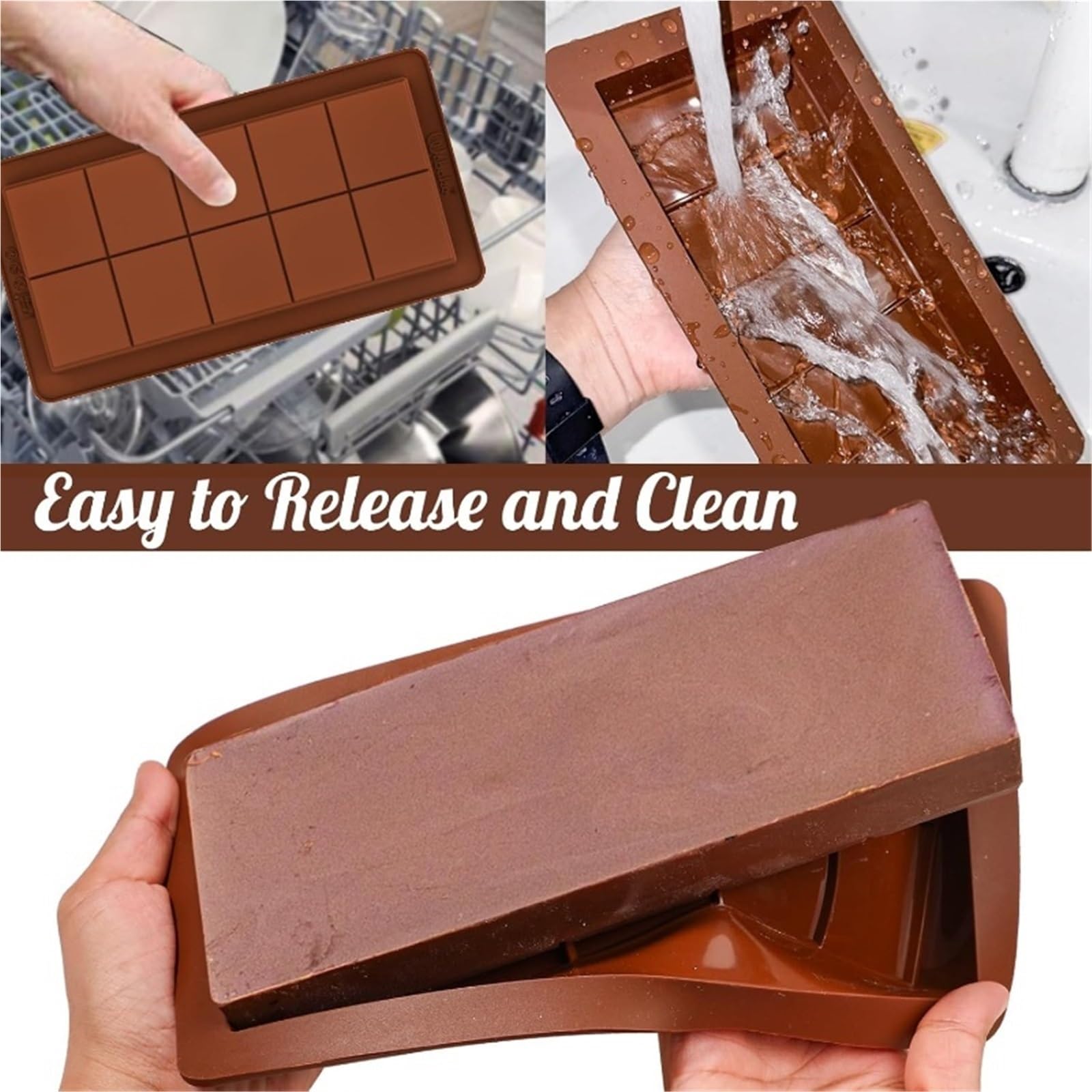 4 stampi for barrette di cioccolato in silicone, for cera fusa, rettangolari facili da staccare, for proteine ​​ed energia Per La Produzione Del Cioccolato