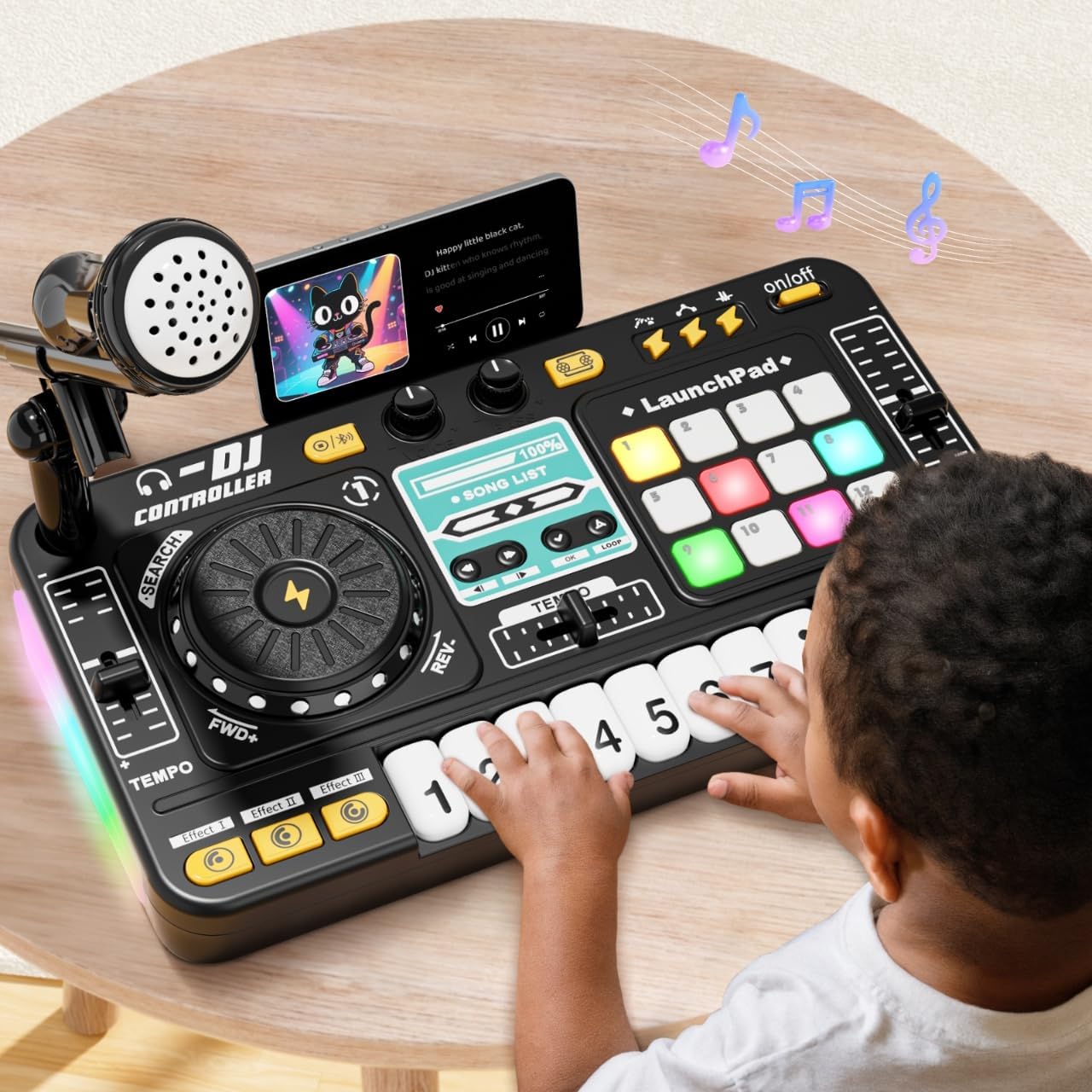 Toddlers DJ Mixer Toys, Electronic Baby Musical DJ Toys with Lights, Songs, Sound Effects, Microphone, Kids Electronic Piano Sets, Chiristmas Birthday Gifts for 3 4 5 6 Years Old Boys Girls