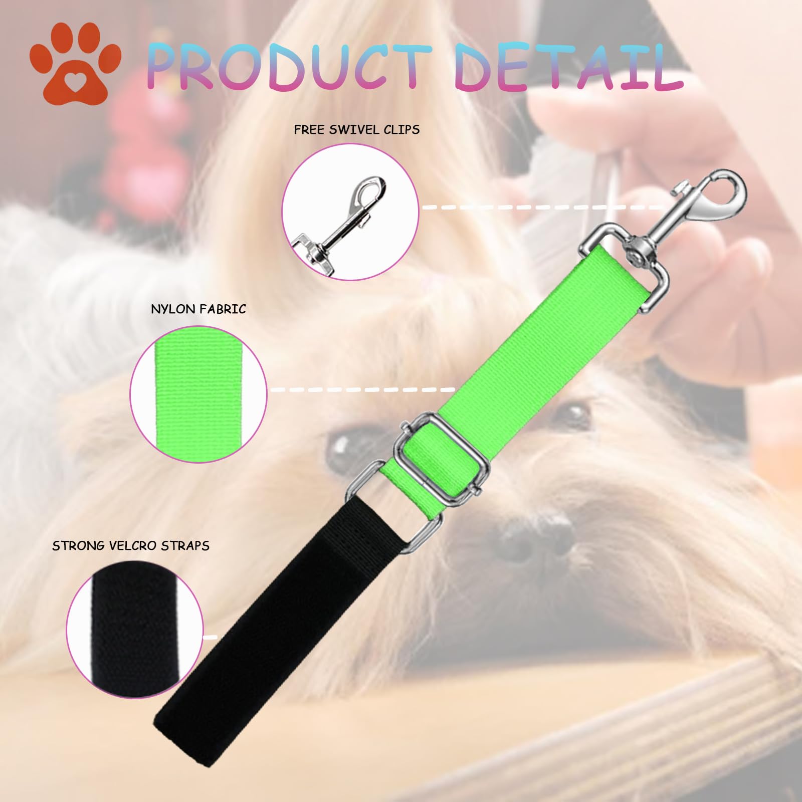 Dog Grooming Extension Strap 2 Pcs Adjustable Dog Grooming Table Loop, Groomers Helper Grooming Loop - Image 3