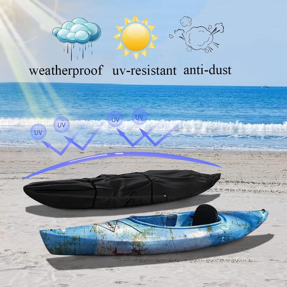 Funda Kayak 3m/4m/5m/5.5m Cubierta para Kayak con Cremallera 420D Tela Oxford Protección Solar Impermeable Anti-Polvo Funda para Kayaks y Canoa(Gray,10ft)