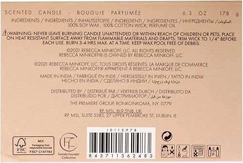 Miniatura 10 de Rebecca Minkoff Vela  Vela perfumada de lujo  Larga duración  Notas de cardamomo, cilantro, bergamota, tabaco, jazmín, tonka  6.3 onzas