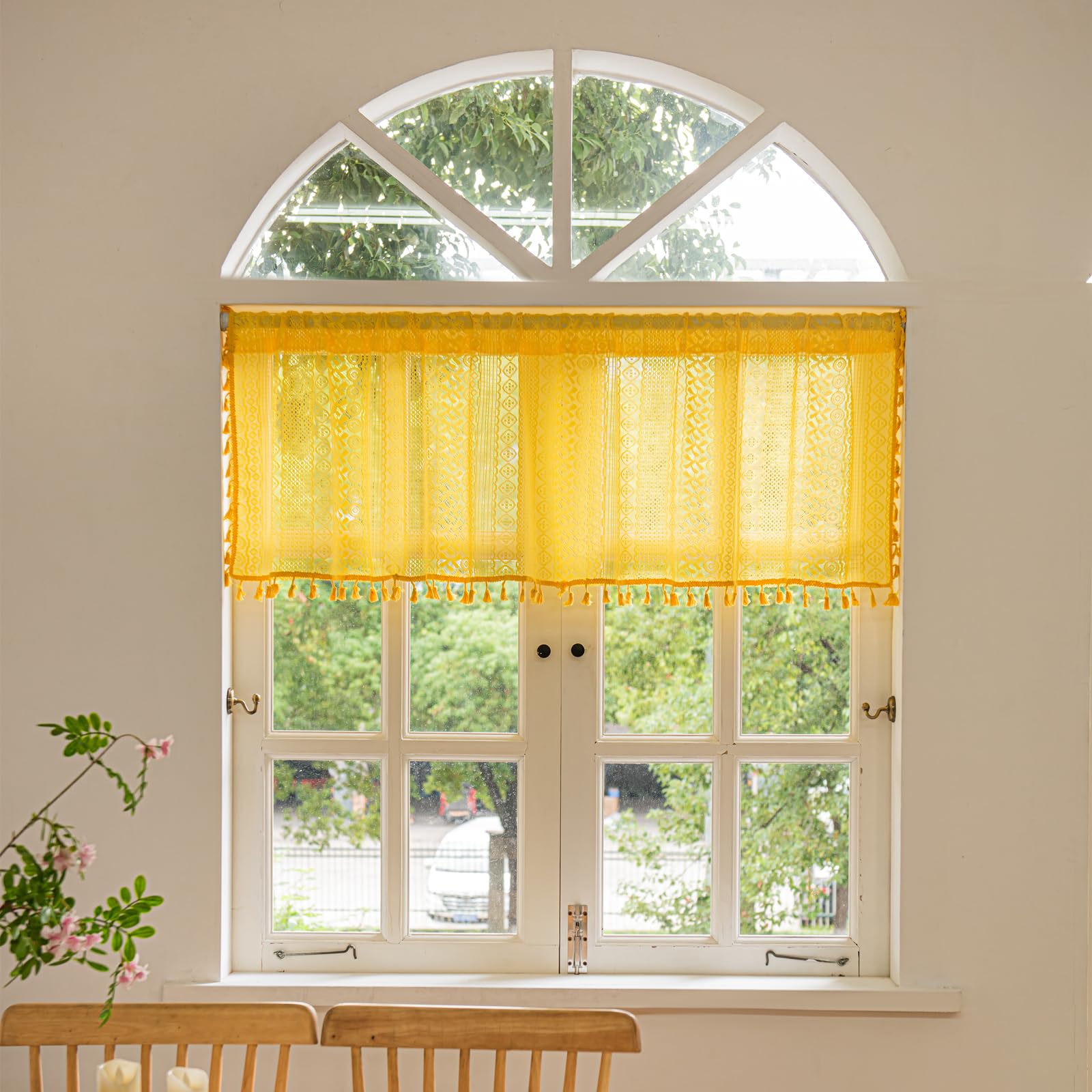 Boho Lace Curtains - Vintage Shabby Chic Window Treatment -32