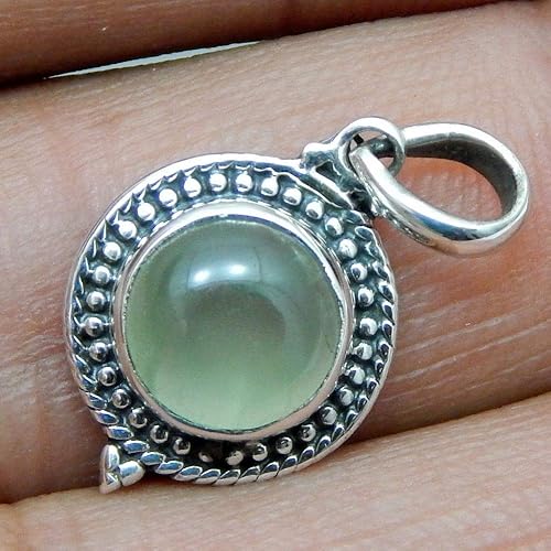 Miniatura 8 de 925 sterling silver pendant jewelry prehnite stone handmade jewelry round shape hot selling items lovely gift