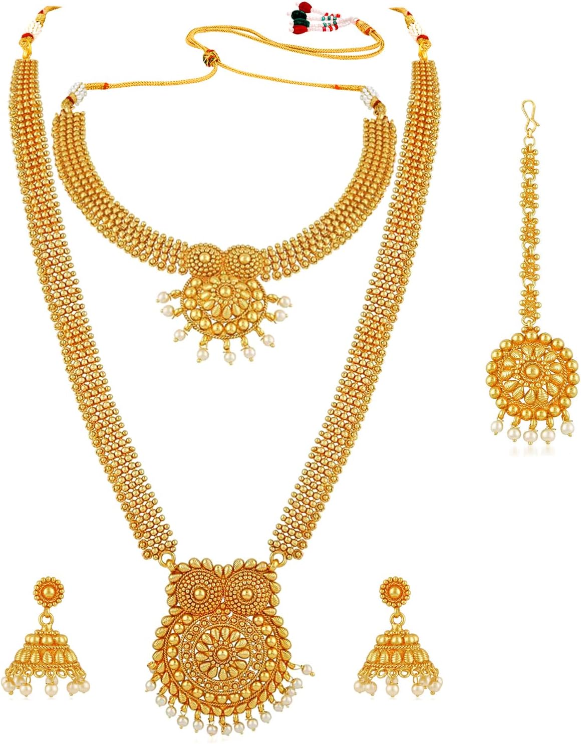 Aheli Traditional Ethnic Wedding Wear Bridal Choker Long Necklace With Jhumka Earrings Jewelry Set Gift for Women
