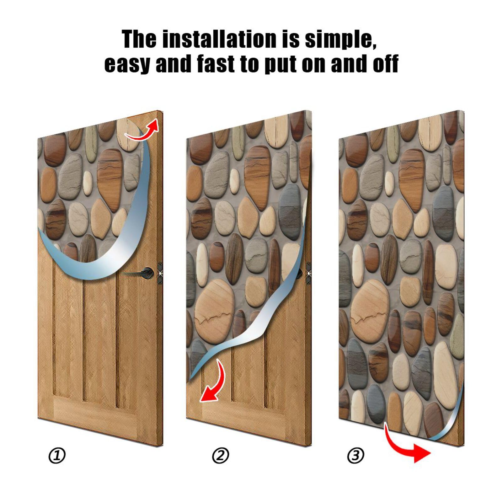 FLildon Beautiful Pebble Stones Door Cover Decoration, Party Accessory Porch Decor for Festive Ornament Room Door Covers 35 x 79 Inch