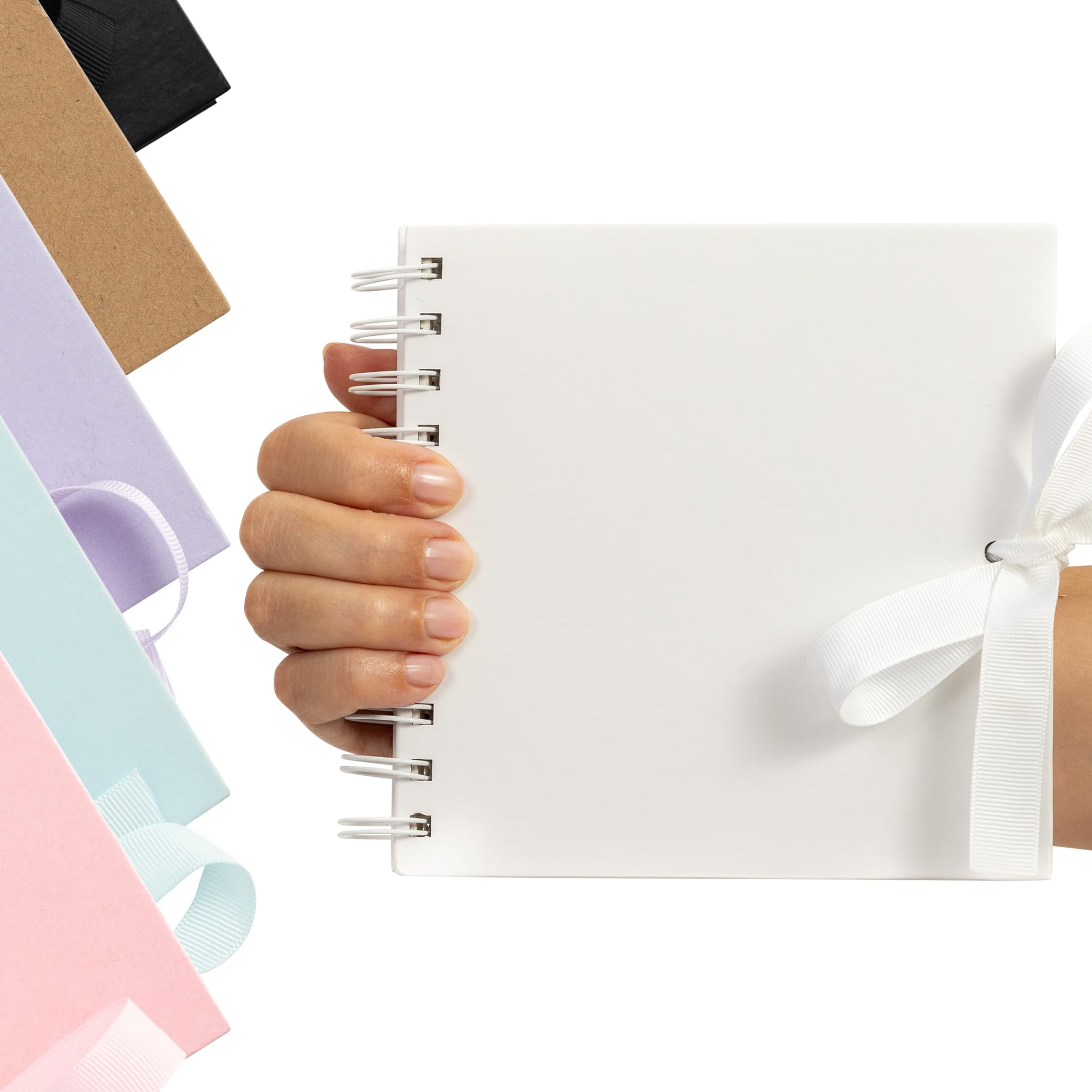 Scrapbook Photo Album Spiral Bound for Wedding Couple Travel Memory Book with 50 Pages - Small, 6 x 6" (White)