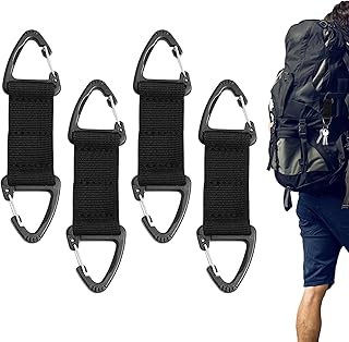 カラビナ ランヤード 用 ストラップ | チェーン フック ハンガー付き | 4個セット ベルトクリップ キーホルダー | 屋内屋外用クライミングキャンプハイキングフィッシングギア水筒バッグ荷物用