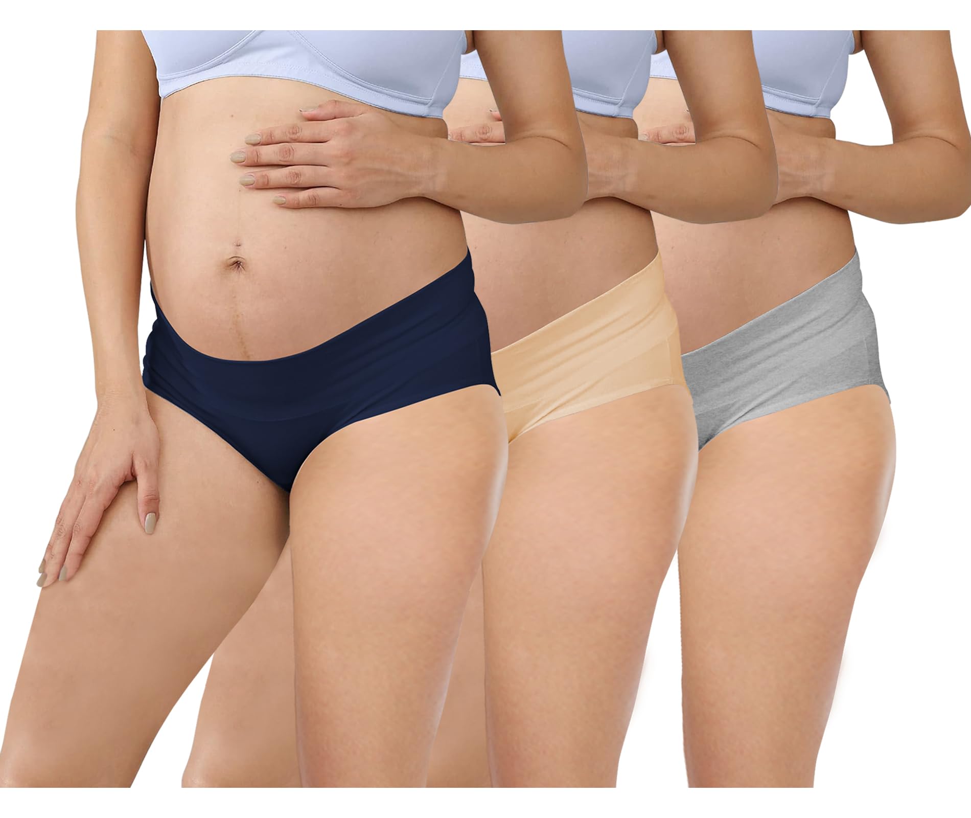 Women's High Waist 100% Cotton Elastane Stretchable Hipster Brief Underwear Full Coverage Maternity Pregnancy C-Section Recovery Hygiene After Delivery Panties (Colors May Vary)-image-46