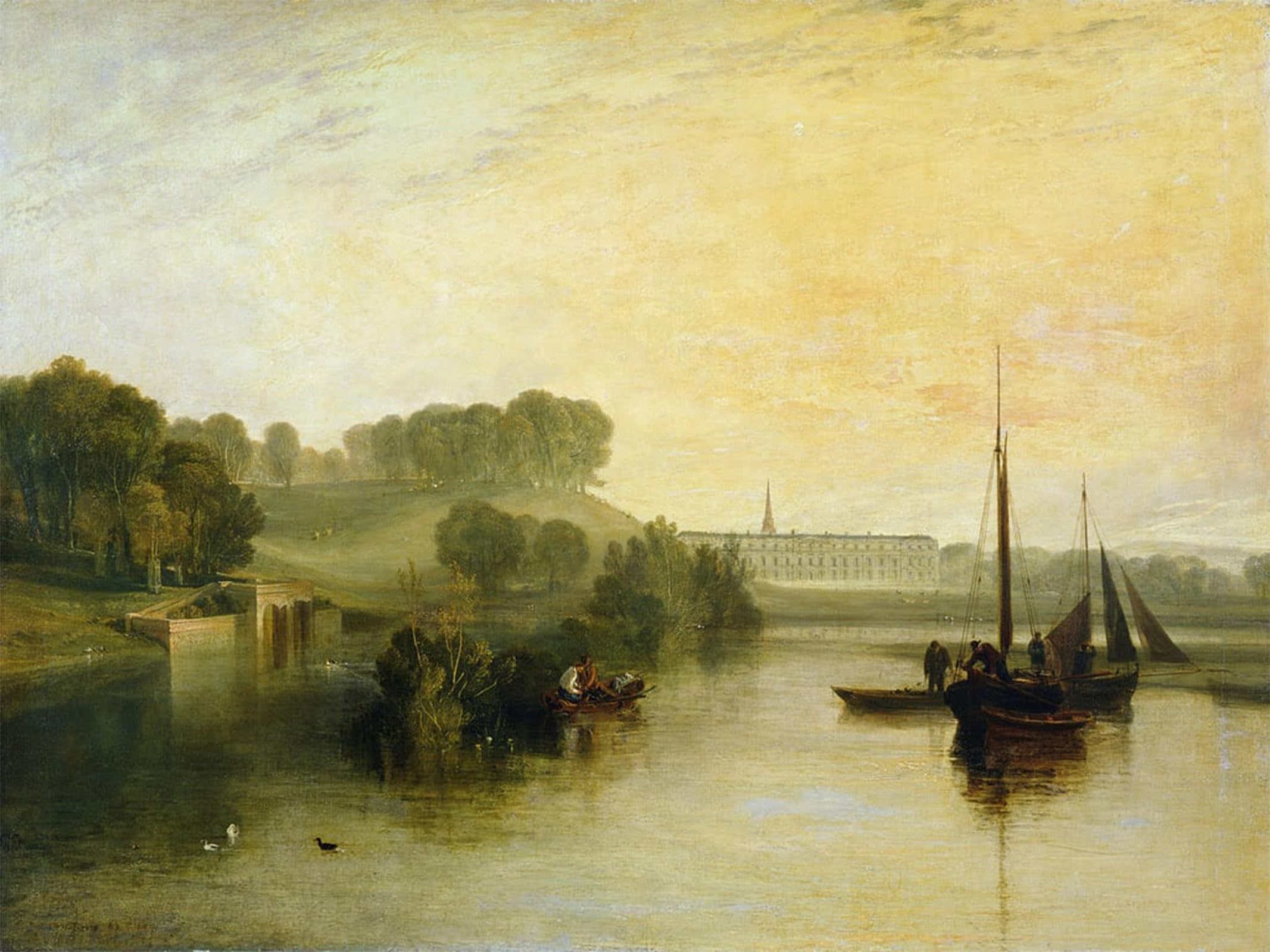 Artxlxxbn No Frame Famous Art Print Poster Vintage Wall Art Petworth Sussex The Seat Of The Earl Of Egremont: Dewy Morning By Mallord William Turner Canvas Art Poster For Home Decor 60X90cm