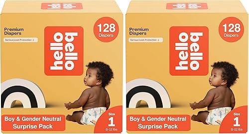 Miniatura 28 de Hello Bello Mega Surprise Pack, Talla 2 (10-16 libras), 240 pañales hipoalergénicos surtidos con una sensación suave y similar a la tela, más 360