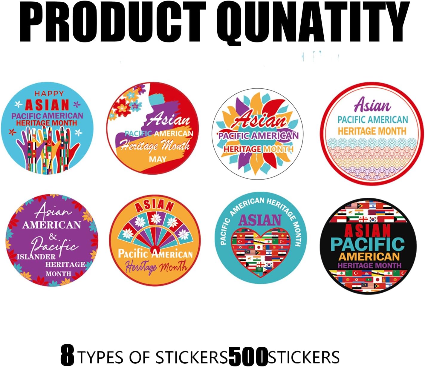 500PCS Asian American and Pacific Islander Heritage Month Roll Stickers,AAPI Heritage Month Party Favors Roll Sticker Gifts Bags Labels for Asian Pacific American Heritage Month Party Decorations.