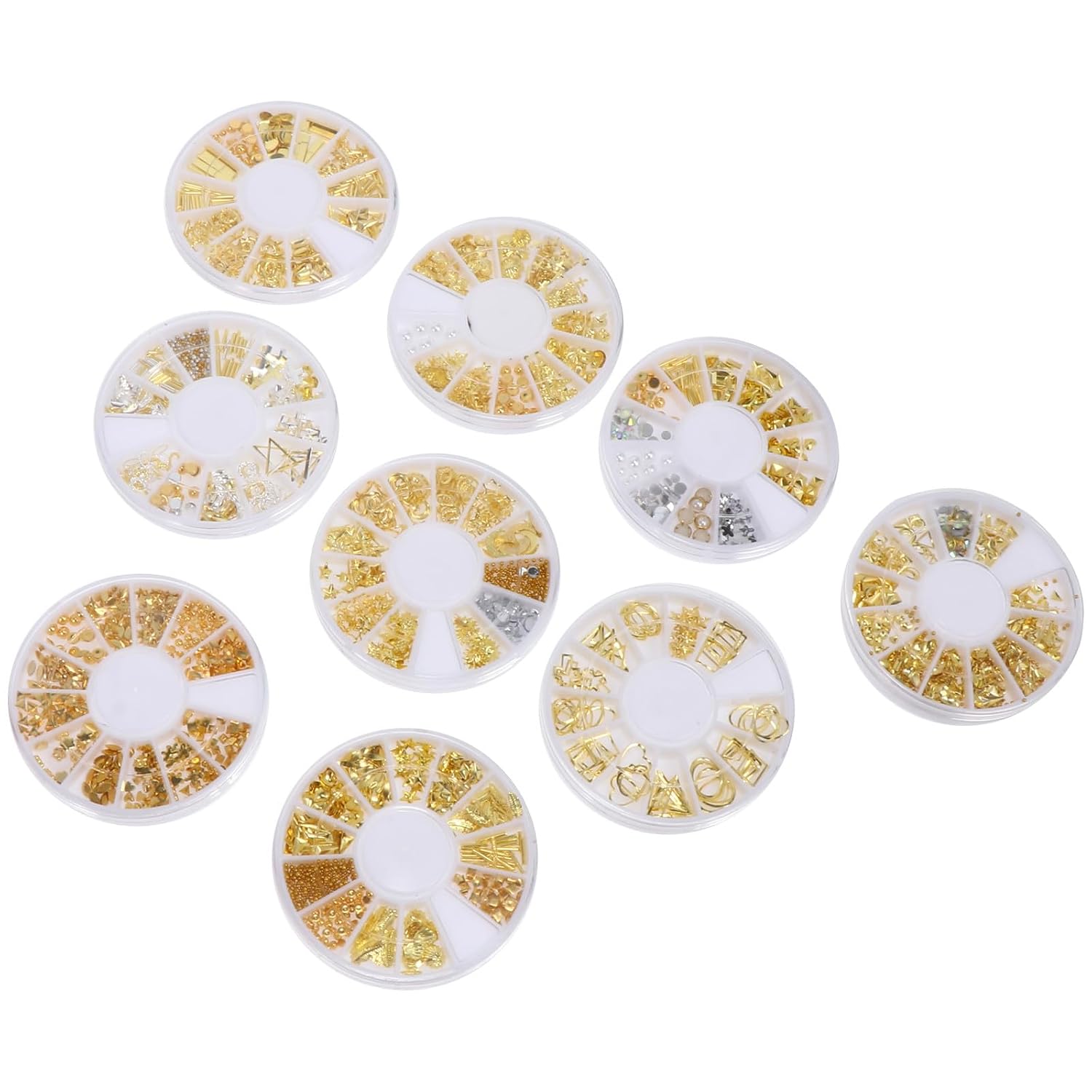MAGICLULU 9pcs Nail Art Studs Set, Zinc Alloy Manicure Decor with Hollow Rivet Charms, DIY Nail Accessories for Hand and Foot Care, Assorted Styles for Salon and Home Use
