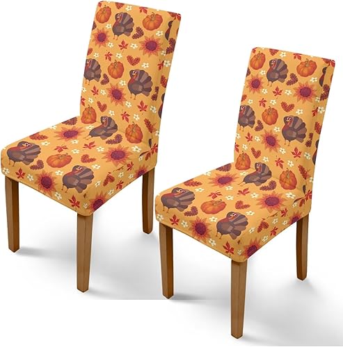 Miniatura 33 de Rnyleeg Fall Autumn Seat Covers for Dining Chairs Set of 2 Leaves Themed Stretch Dining Chair Covers Soft Comfy Chair Slipcovers for Kitchen Hoja de