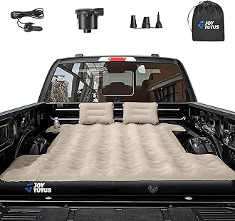 JOYTUTUS Truck Bed Air Mattress for 6-6.5Ft, Full Size Inflatable Air Mattress Short Truck Beds for Outdoor Camping, Truck Tent Accessories with Pump, Carry Bag & Cup Holder & Cavity Design