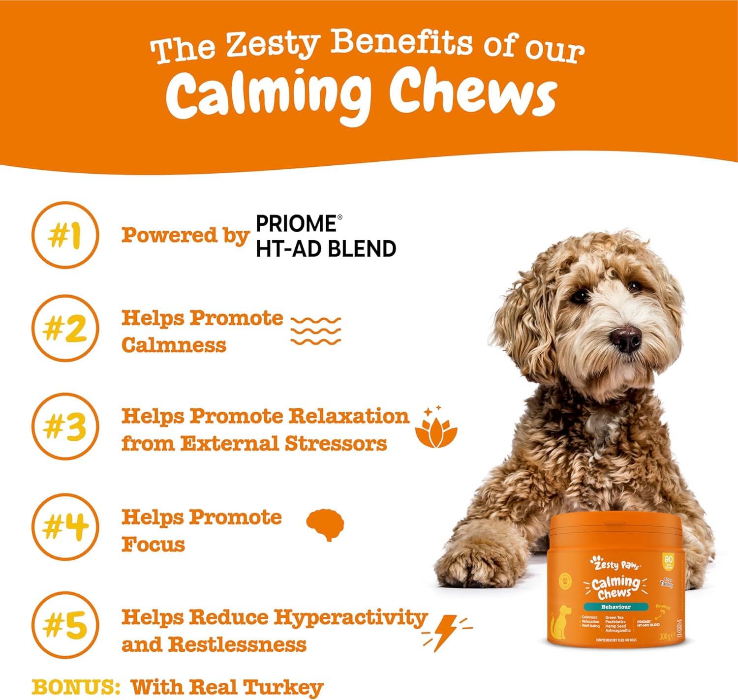 Zesty Paws Calming Treats for Dogs, 90 Chews - Image 2