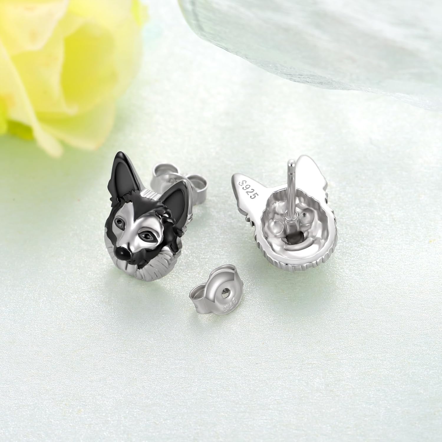 Corgi/Pomeranian/West Highland White Terrier/Yorkie/German Shepherd/Sheltie Earrings 925 Sterling Silver Dog Puppy Animal Stud Earrings Jewelry Gift for Women