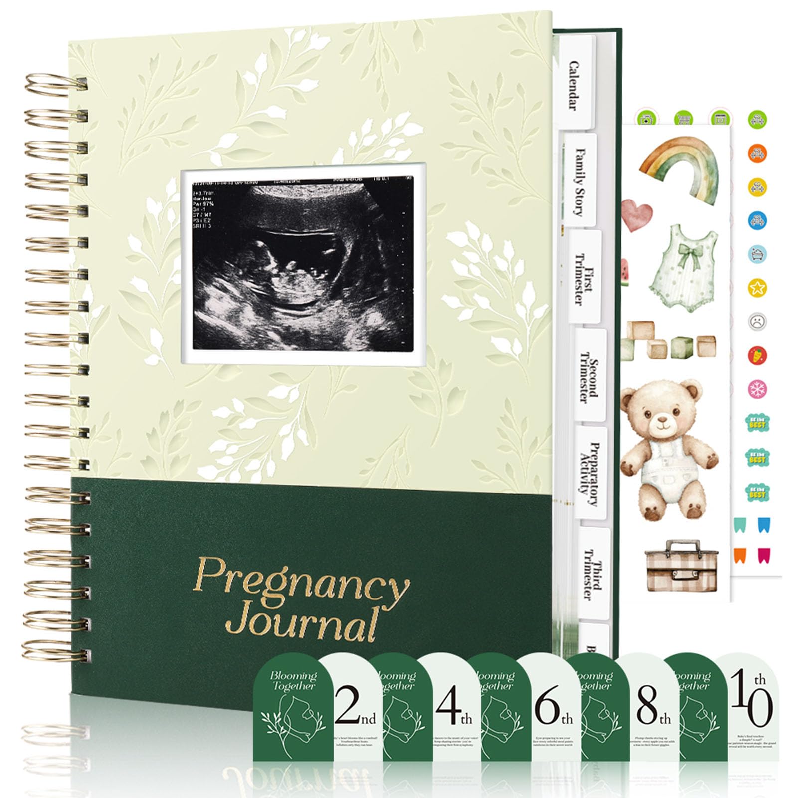 AISBUGUR Pregnancy Journal for First Time Moms, 146 Pages Hardcover Pregnancy Memory Book, Ultrasound Baby Scrapbook