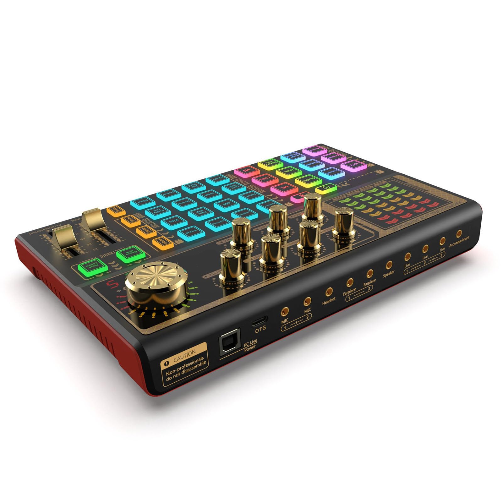 SIXRUN Scheda Audio Professionale Live, Modificatore Vocale con Connessione Bluetooth per Live Streaming Registrazione Podcast Karaoke