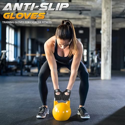 Miniatura 5 de SAWANS Guantes de entrenamiento para hombres y mujeres, guantes de levantamiento de pesas, gimnasio, fitness, ejercicio, ciclismo, dominadas,