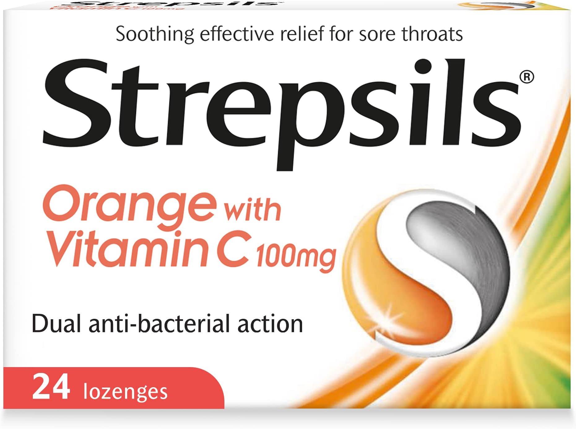 Orange with Vitamin C, Fast Effective Relief from Sore Throats, 24 Lozenges