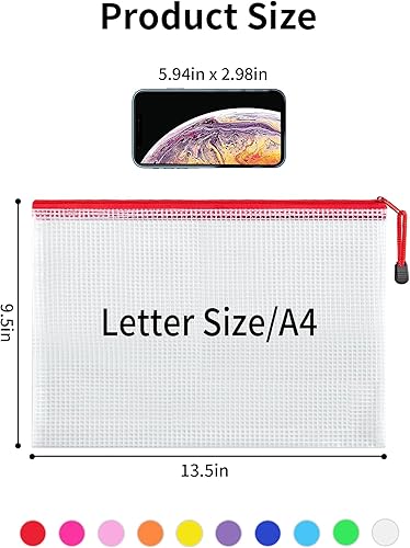 Miniatura 3 de JARLINK 38 bolsas de malla con cremallera, incluye 18 bolsas con cremallera de 8 tamaños y 20 bolsas de viaje multiusos A4 para oficina, escuela,