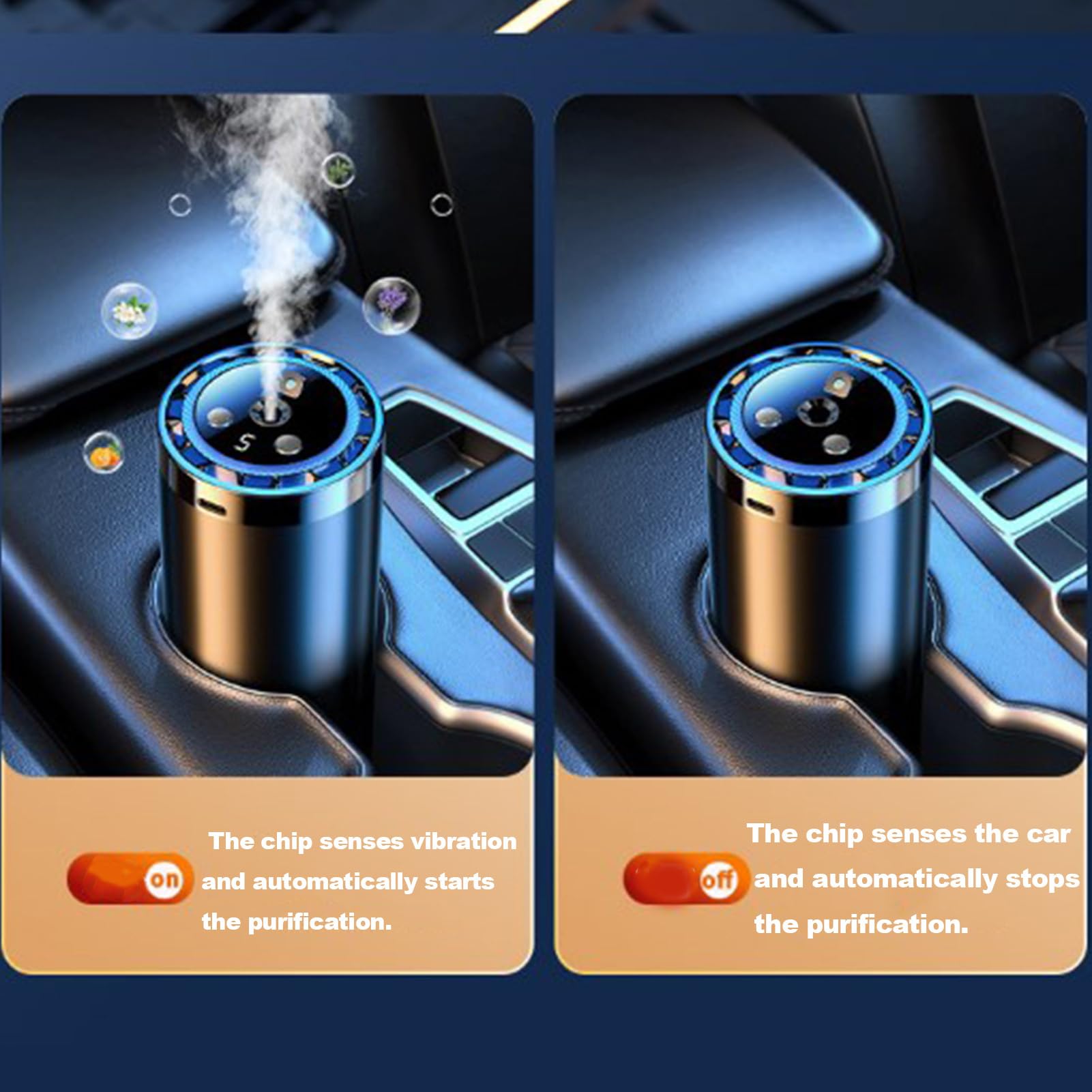 Profumatore Auto Elimina Odori Diffusore Deodorante Ambienti Aromi Intelligenti Proiettore Starlight 5 Modalità