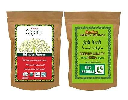 Radico 100% Organic Hibiscus With 100 % Natural Herbal Trendy Mehndi ( Combo),100g