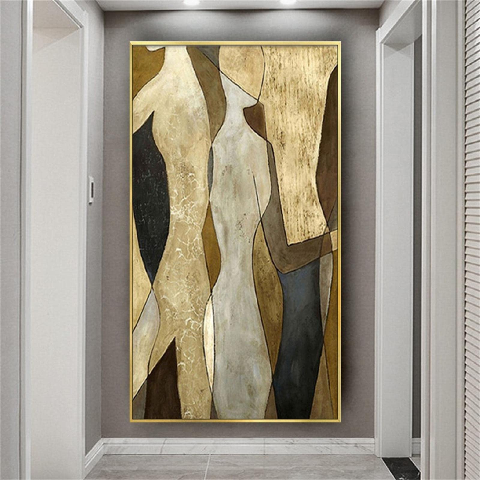 HOLEILUCK Célèbre Picasso Œuvres Peinture À L'huile Abstraite Figure Dorée Portrait Peinture Intérieur De La Maison Moderne Or Encadré Art Décoration Murale28x67in/70x170cm