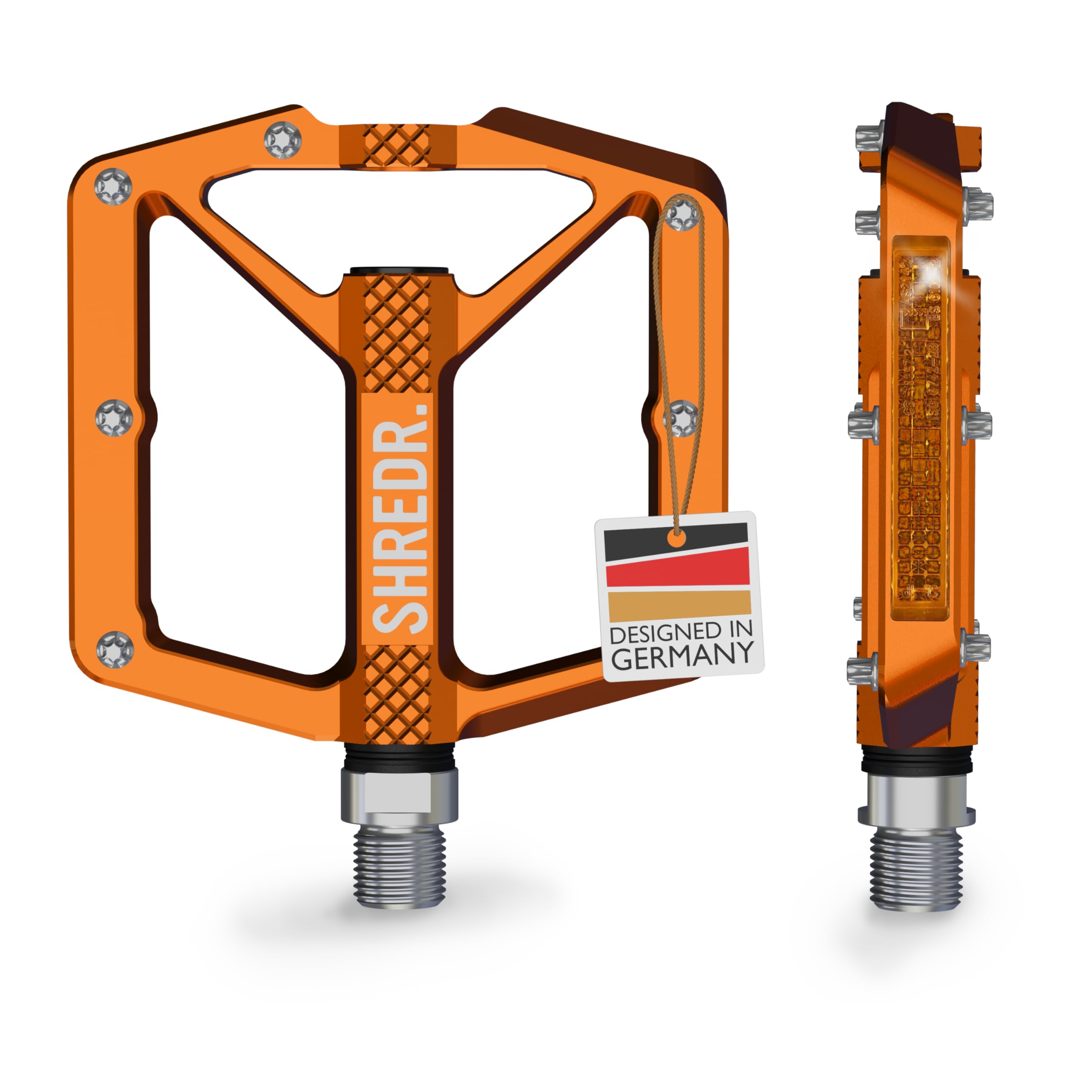Shine - Pédales plates de qualité supérieure pour VTT - Avec réflecteurs (conformes à la StVZO) - 2 tailles