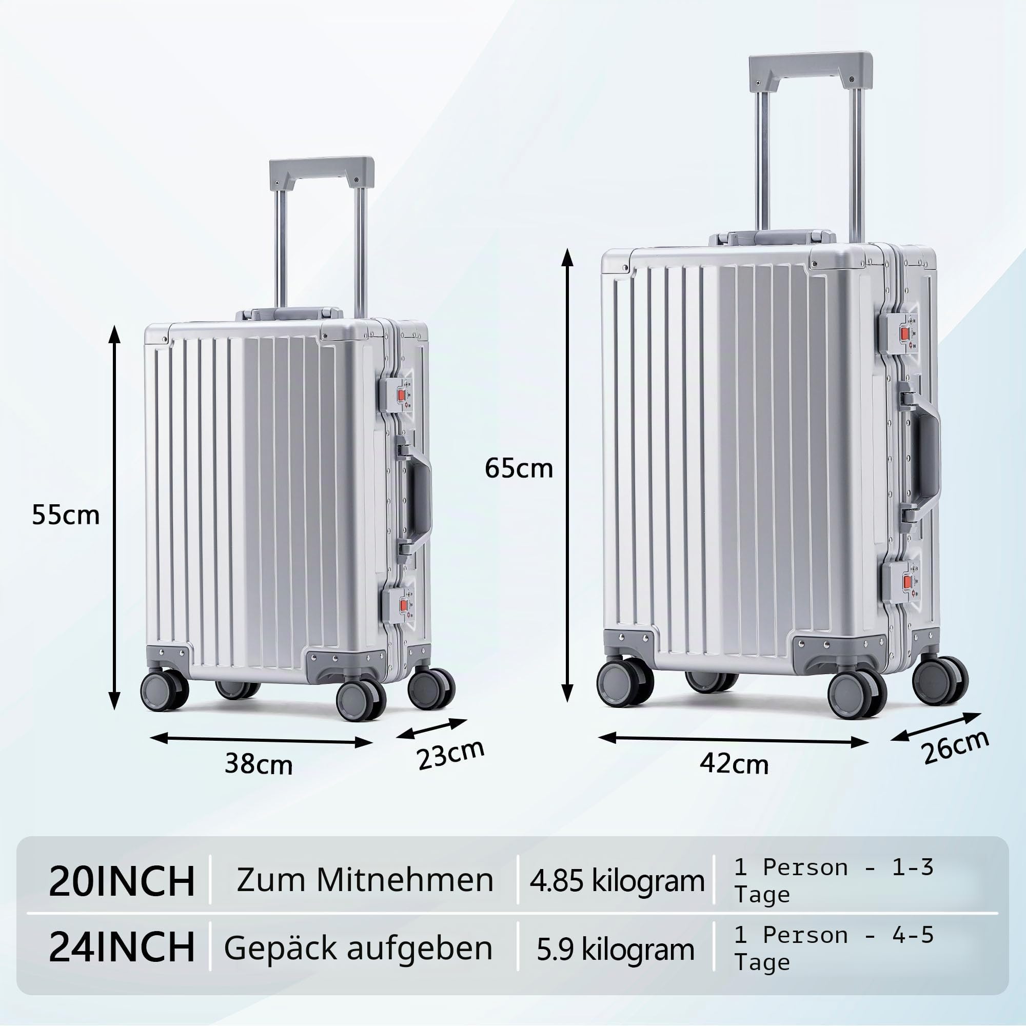 Simcat 100% Aluminium Koffer Handgepäck Mit TSA Schloss